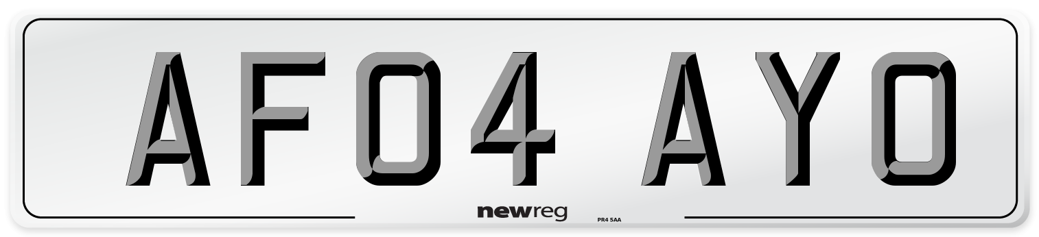 AF04 AYO Number Plate from New Reg